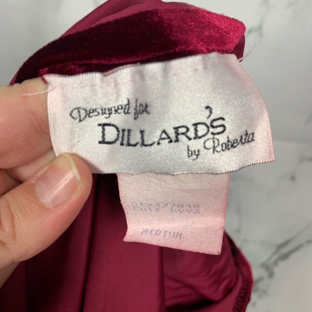 Red Burgundy vintage 90s velvet skater dress - Picture 7 of 7